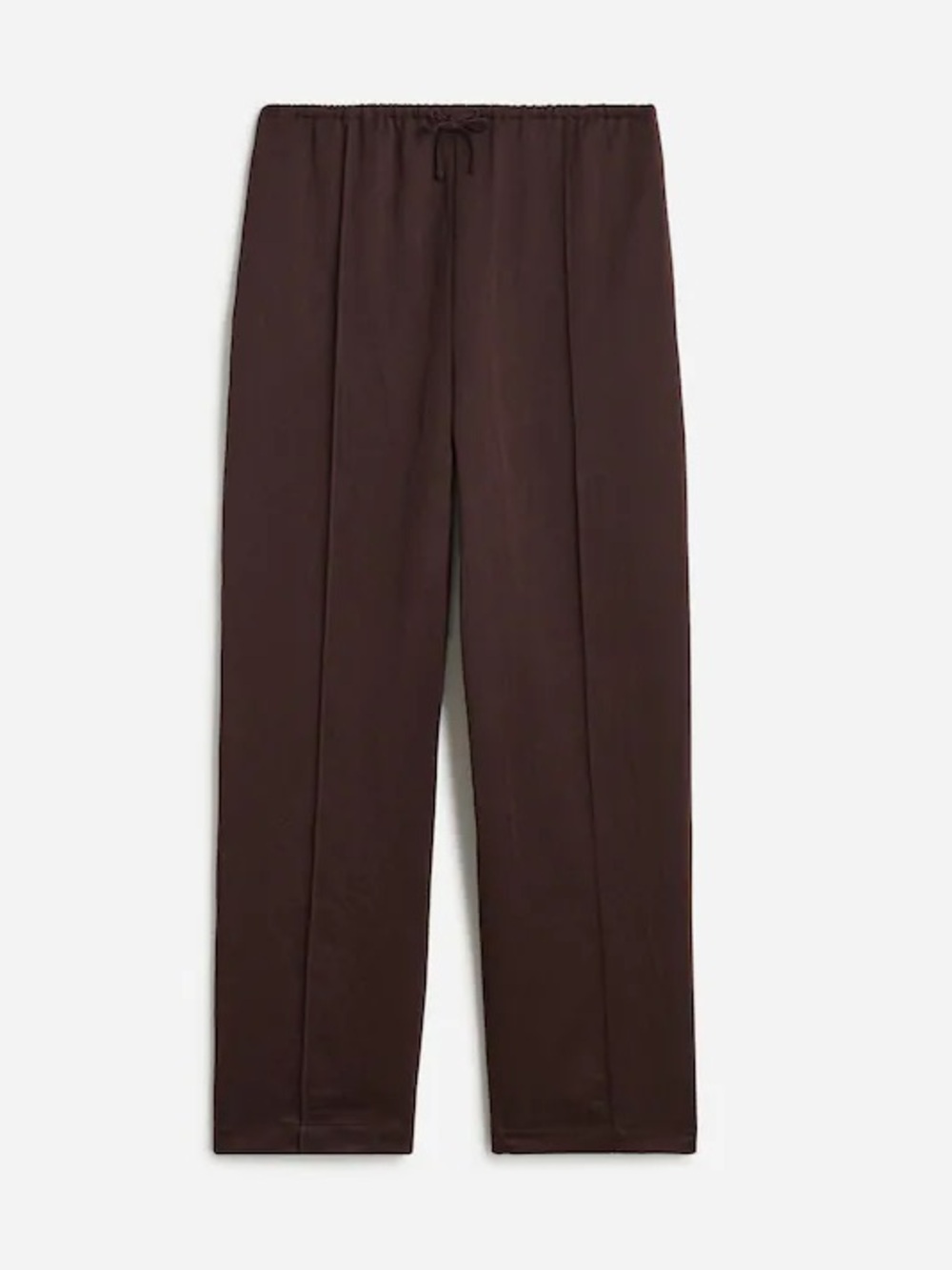 Madewell Petite Pintucked Pull On Pants in Chocolate Brown Satin